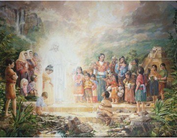Cristo bendiciendo a los niños nefitas cristiano católico Pinturas al óleo